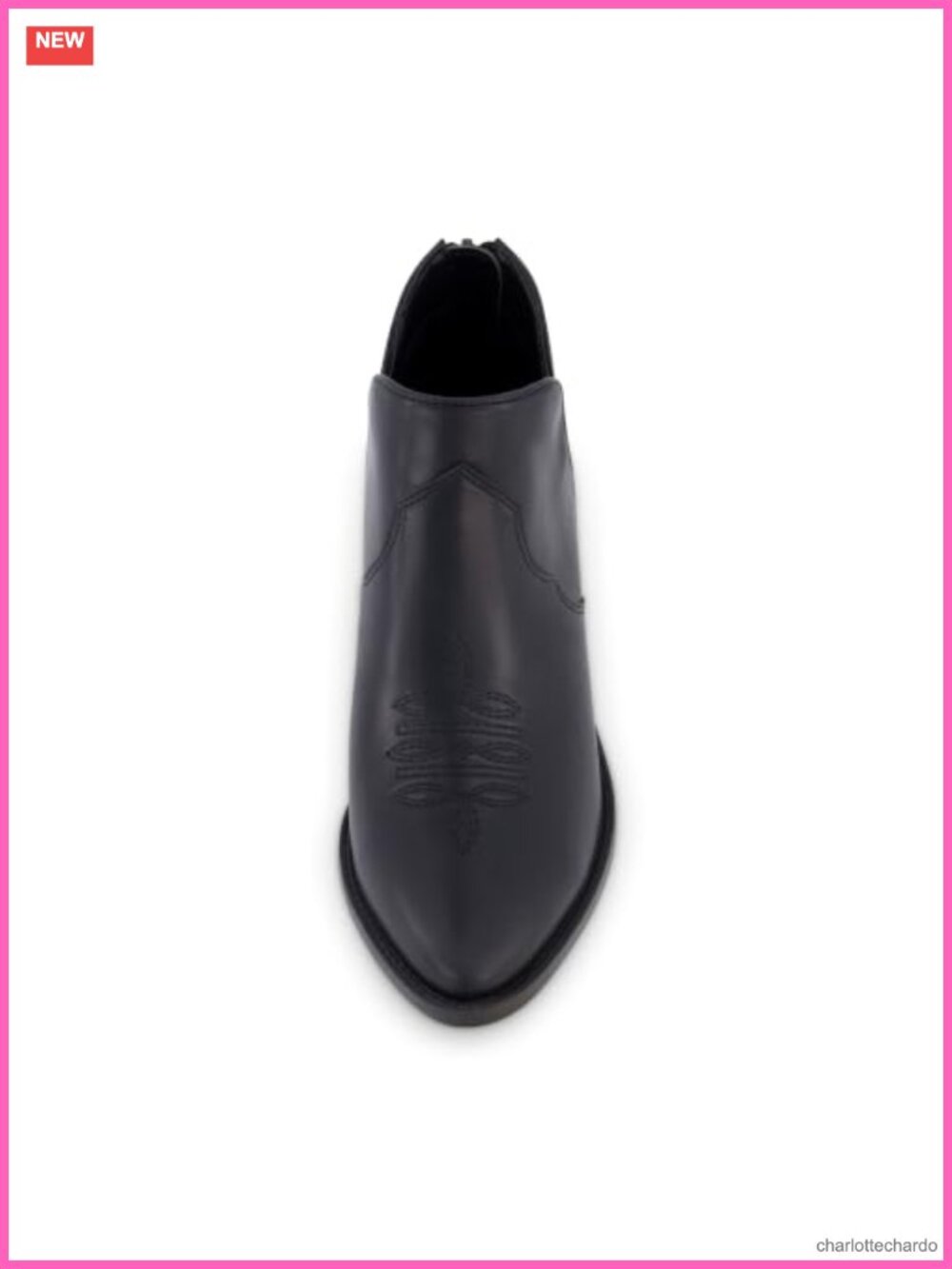 Women's Western Ankle Boots, Faux Leather Cowboy Boots with Pointed Toe, Low - Picture 3 of 6